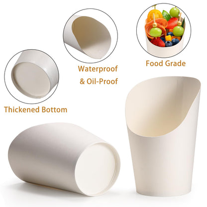 60 Sets Disposable Charcuterie Cups with Sticks and Bags, 14 oz White Kraft Paper Snack Boxes Appetizers Cup French Fry Holder with Cocktail Skewers Toothpicks Tooth Picks(60 Cups+60 Bags+200 Sticks)