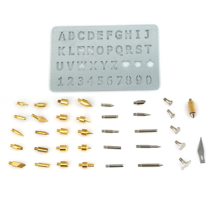 TRUArt Wood and Leather Pyrography Pen Set - Best Woodburning and Leather Crafts Burner Tool Kit - 35 Different Tips - Dual Power Mode - 30W and 15W, Gourd (Aluminum Case)