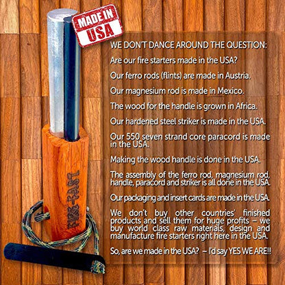 Fire-Fast Trekker. Best Emergency Waterproof Survival Fire Starter. Magnesium and Euro Fire Steel Ferro Rod. Compact Durable Tool for Bushcraft, Camping, Backpacking, Hiking, Hunting, or Bug Out Bag.