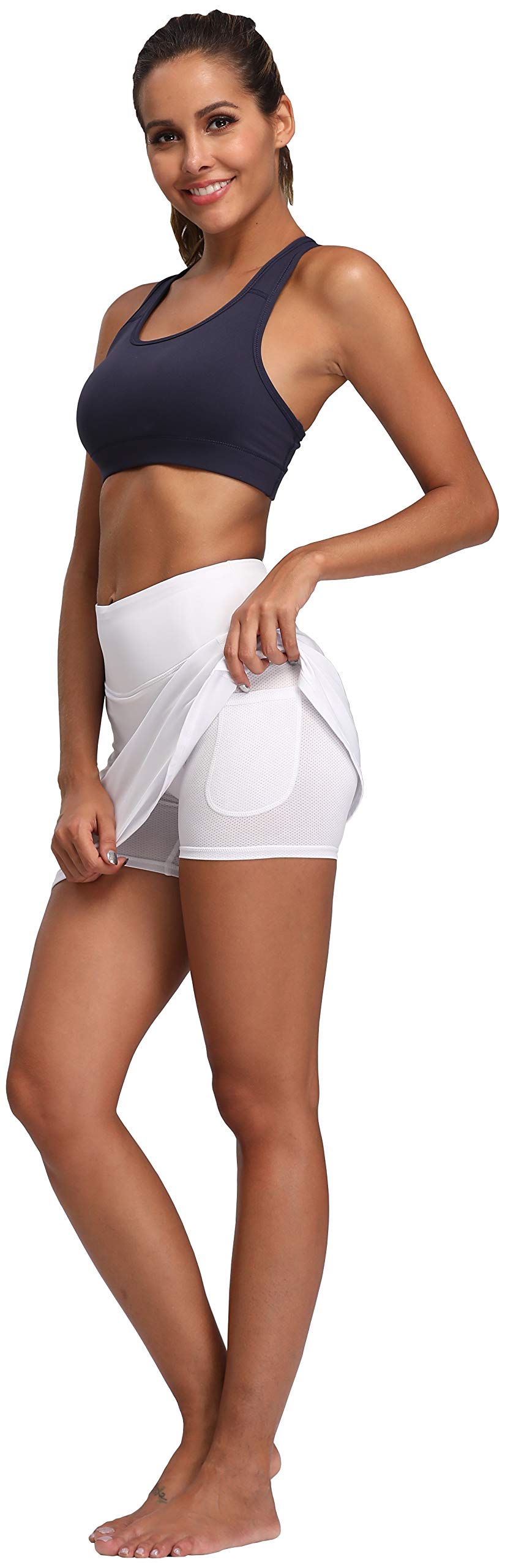 Women's Active Athletic Skirt Sports Golf Tennis Running Pockets Skort White Pure M