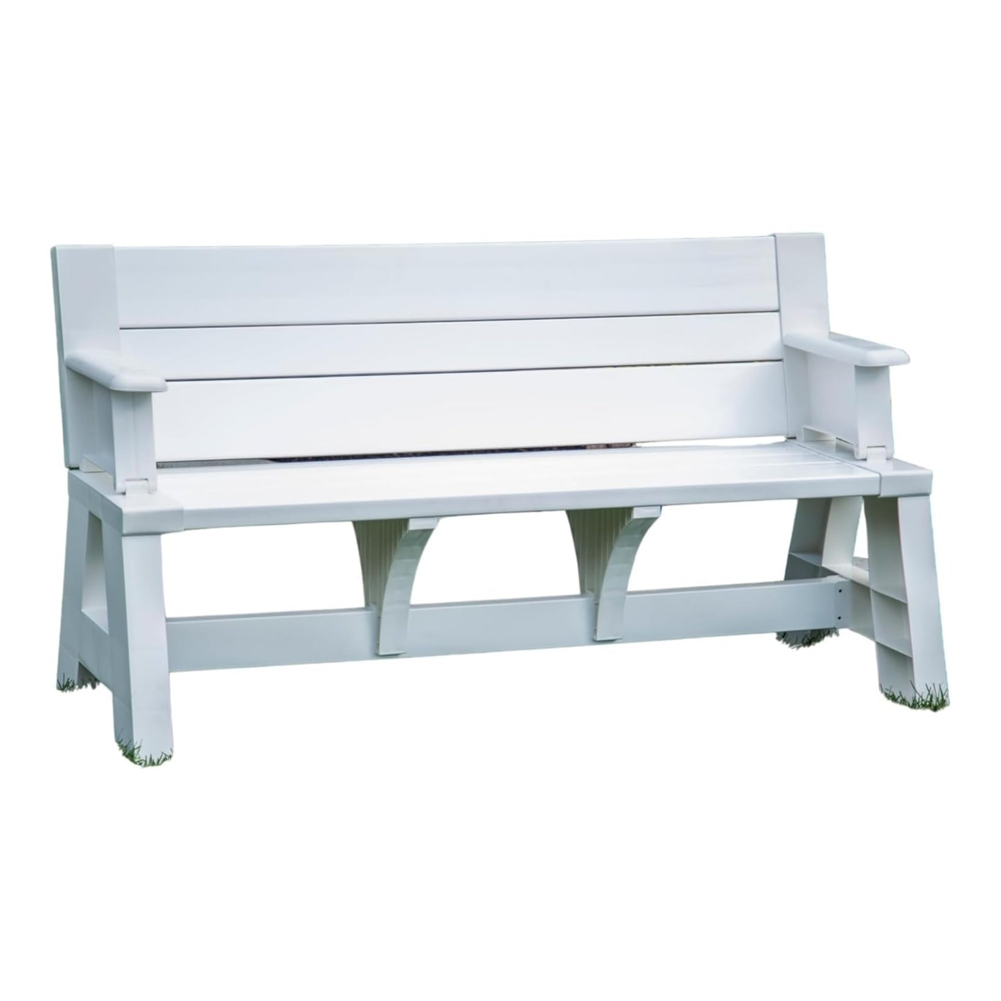Convert-a-Bench Gen 1 2-in-1 Outdoor Convertible Bench to Picnic Table | Space-Saving, Weather-Resistant Patio Furniture for Yard, Deck, Garden | Easy Assembly & Durable Design -1 Bench/Order, White