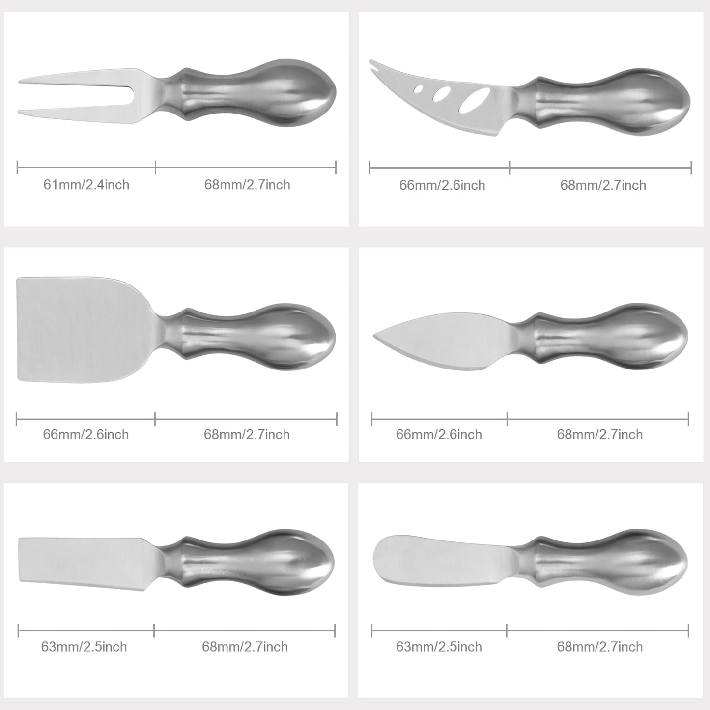 WoneNice Luxury 6-Piece Cheese Knife Set, Premium Stainless Steel Cheese Knives Gift Set for Wine Parties, Charcuterie Boards, Gourmet Dining, Weddings, Housewarming & Cheese Lovers