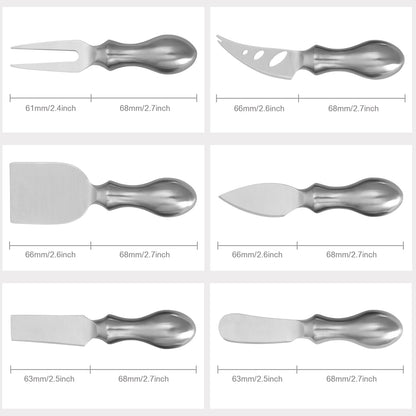 WoneNice Luxury 6-Piece Cheese Knife Set, Premium Stainless Steel Cheese Knives Gift Set for Wine Parties, Charcuterie Boards, Gourmet Dining, Weddings, Housewarming & Cheese Lovers