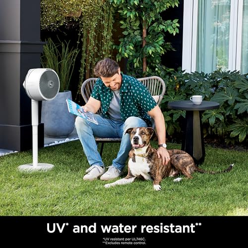 Shark FlexBreeze Pedestal & Tabletop Oscillating Fan with Remote, Indoor & Outdoor, Portable, Corded & Cordless with InstaCool Misting Attachment, White, FA222WH