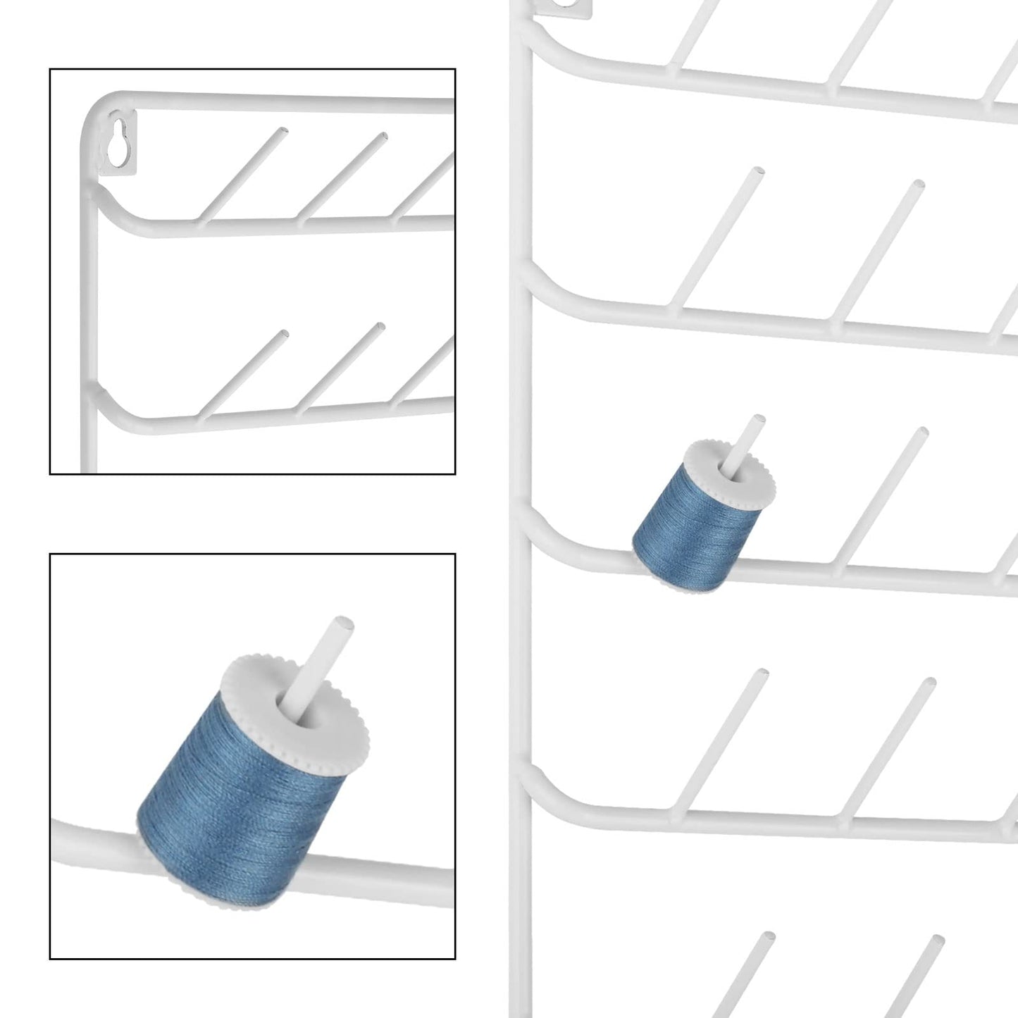 YBING Thread Holder Wall 54-spool Sewing Thread Rack Wall Mount Embroidery Thread Holder Organizer Spool Holder Wall Hanging Tools for Quilting White Metal