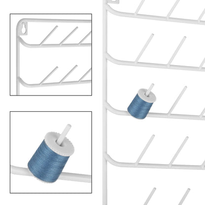 YBING Thread Holder Wall 54-spool Sewing Thread Rack Wall Mount Embroidery Thread Holder Organizer Spool Holder Wall Hanging Tools for Quilting White Metal