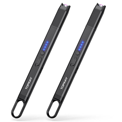 TOPKAY 2 Pack Electric Candle Lighter Windproof Flameless USB Rechargeable Plasma Arc Long Lighter for BBQ Grill Firework Kitchen Camping.