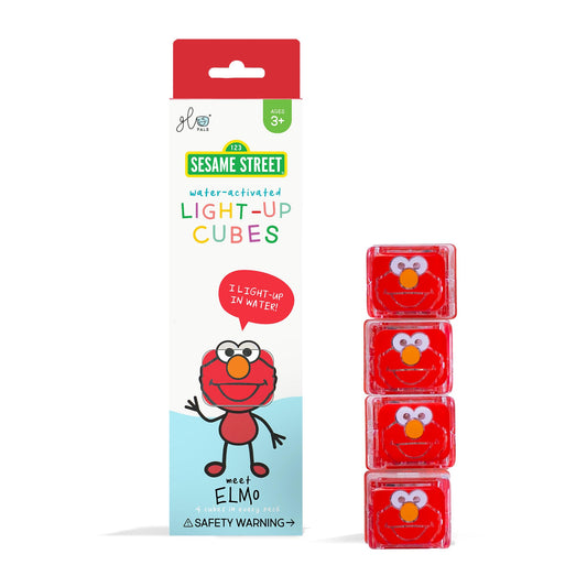 Glo Pals x Sesame Street Water-Activated Light-Up Cubes for Sensory Play (Elmo - Cubes Only)