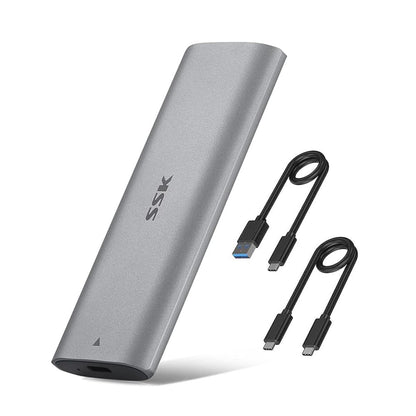 SSK M.2 NVMe Enclosure, Tool-Free SSD Enclosure Adapter, USB C 3.2 Gen 2 10Gbps PCIe MKey External Solid State Drive Case, Support UASP Trim for 2230/2242/2260/2280 (SATA NOT Supported)