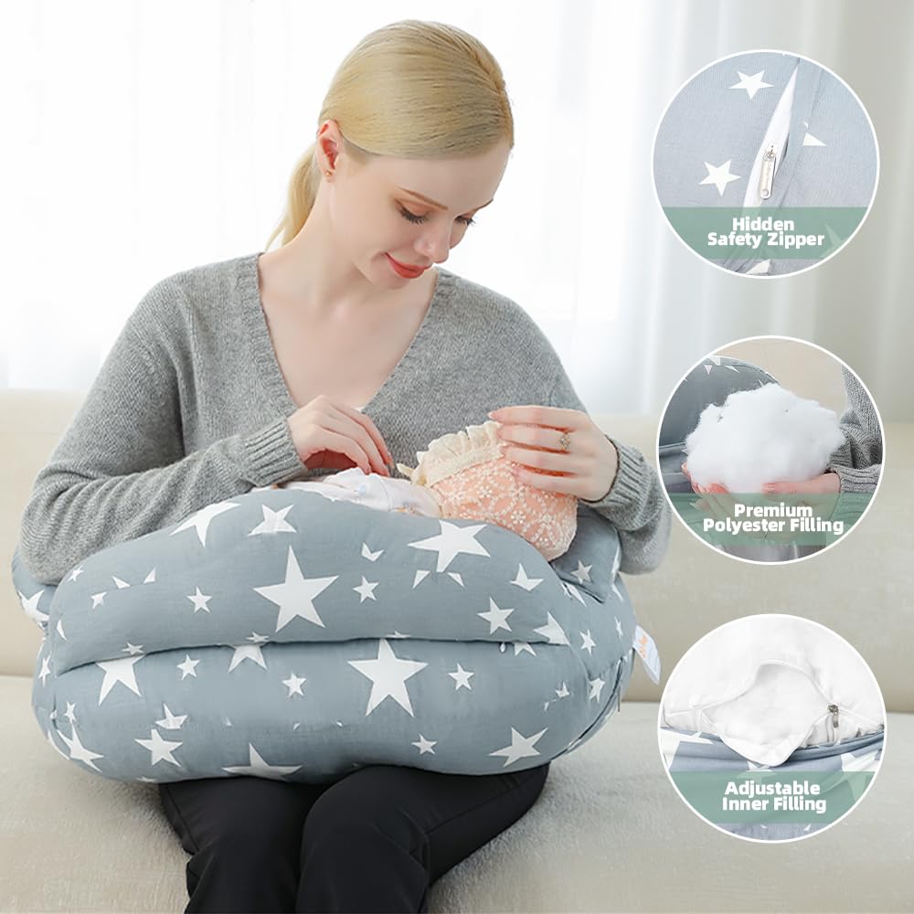 Chilling Home Nursing Pillow for Breastfeeding, Adjustable Nursing Pillow Breast Feeding Pillow Bottle Feeding More Support for Mom and Baby, Breastfeeding Essentials for Newborn,Removable Cover
