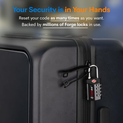 Forge 4-Digit Combination Lock, TSA Approved Locks for Luggage, Travel, Gym, School, Suitcase, Backpack, Pelican case, Easy Read dials, zinc Alloy Body.
