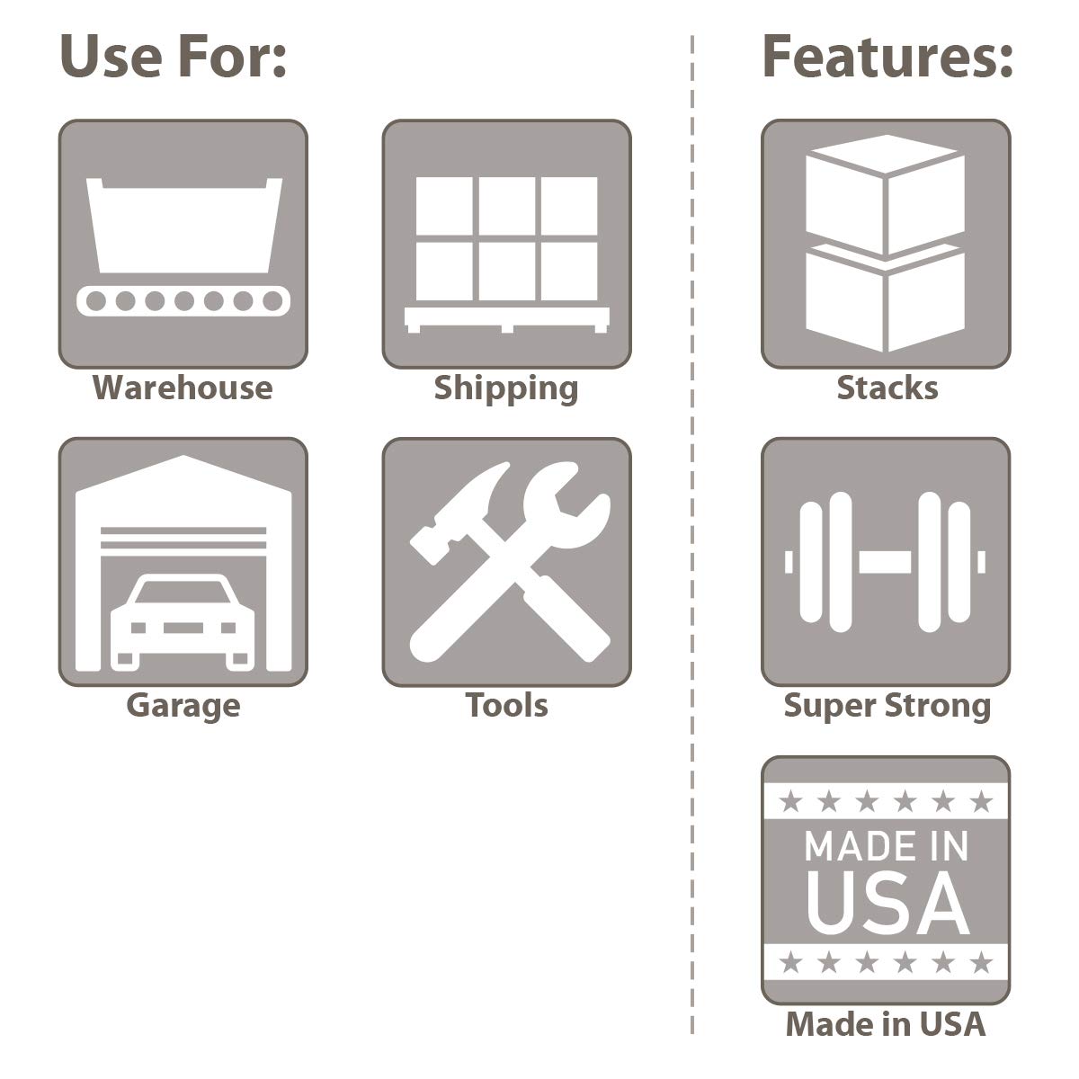 Buckhorn SW4815080201000 Plastic Straight Wall Storage Container Tote, (48-Inch x 15-Inch x 7-1/2-Inch), Light Gray