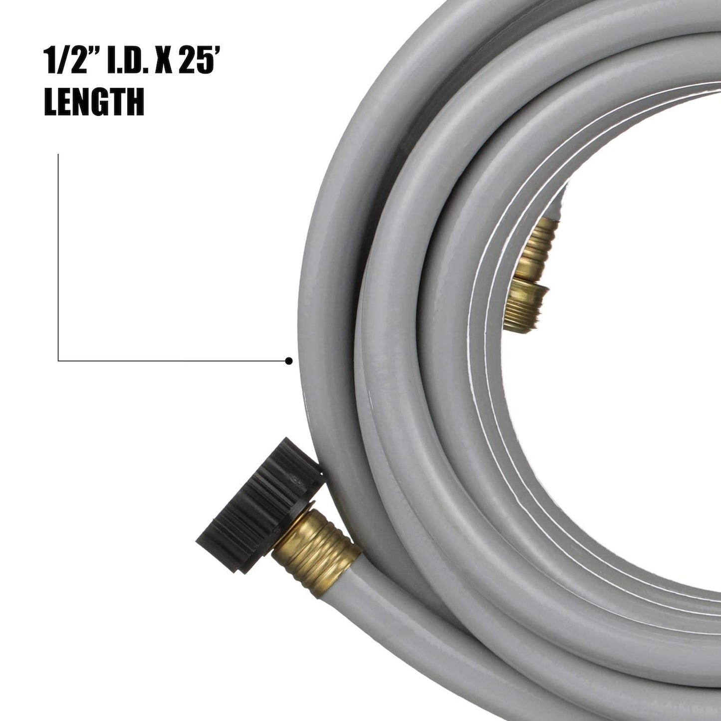Valterra Flushing Hose for RVs, Campers, Trailers - 1/2" x 25', Gray
