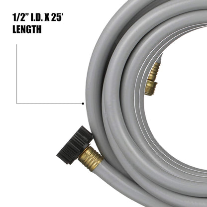 Valterra Flushing Hose for RVs, Campers, Trailers - 1/2" x 25', Gray