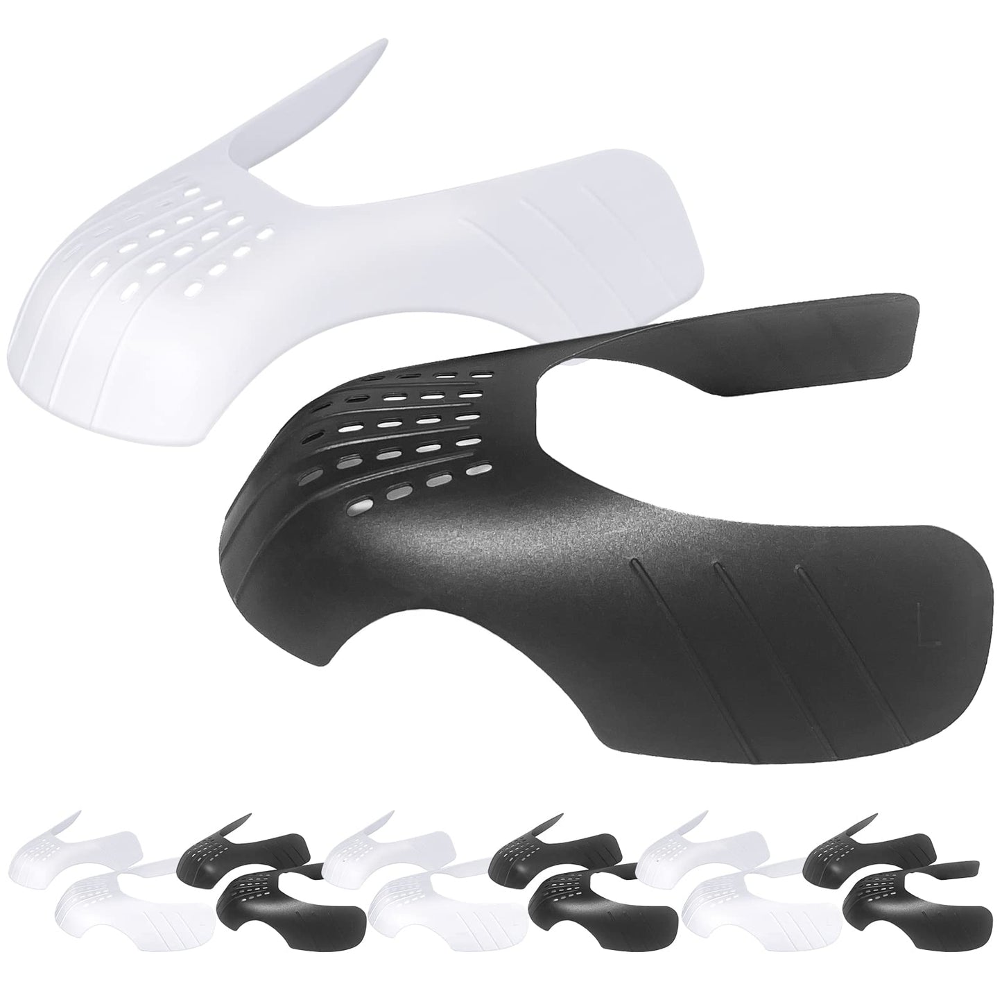 Crease Protector Shoe Guard for Sneakers: Jordans/Air Force 1/ Dunks, 6 Pairs Anti Crease Shoe Protector, Men Women Kids Size 3-6, Black+White