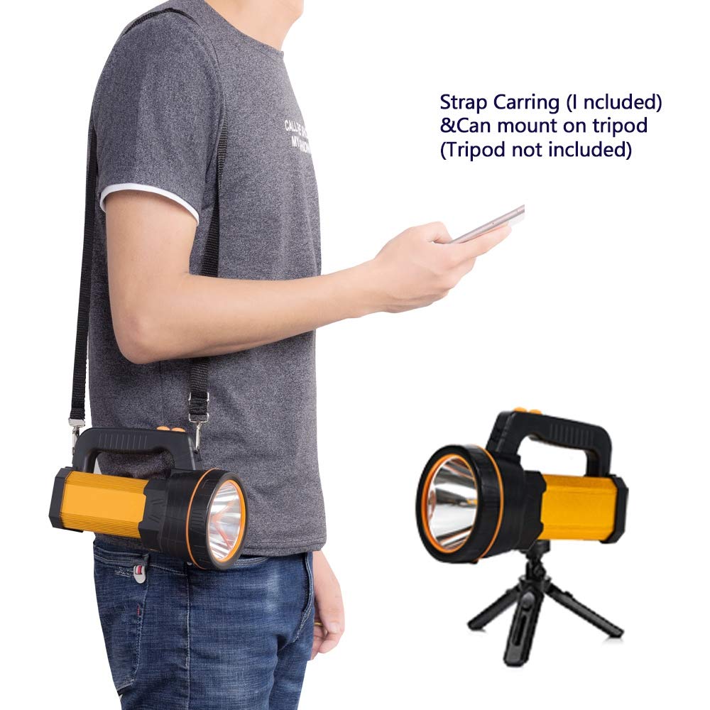 GEPROSMA Multi Functions Rechargeable Led Flashlight High Lumens,Powerful Handheld Spotlight Super Bright Long Range 800yd/Large Battery/Side Lantern,High Powered Searchlight,Home Outdoor