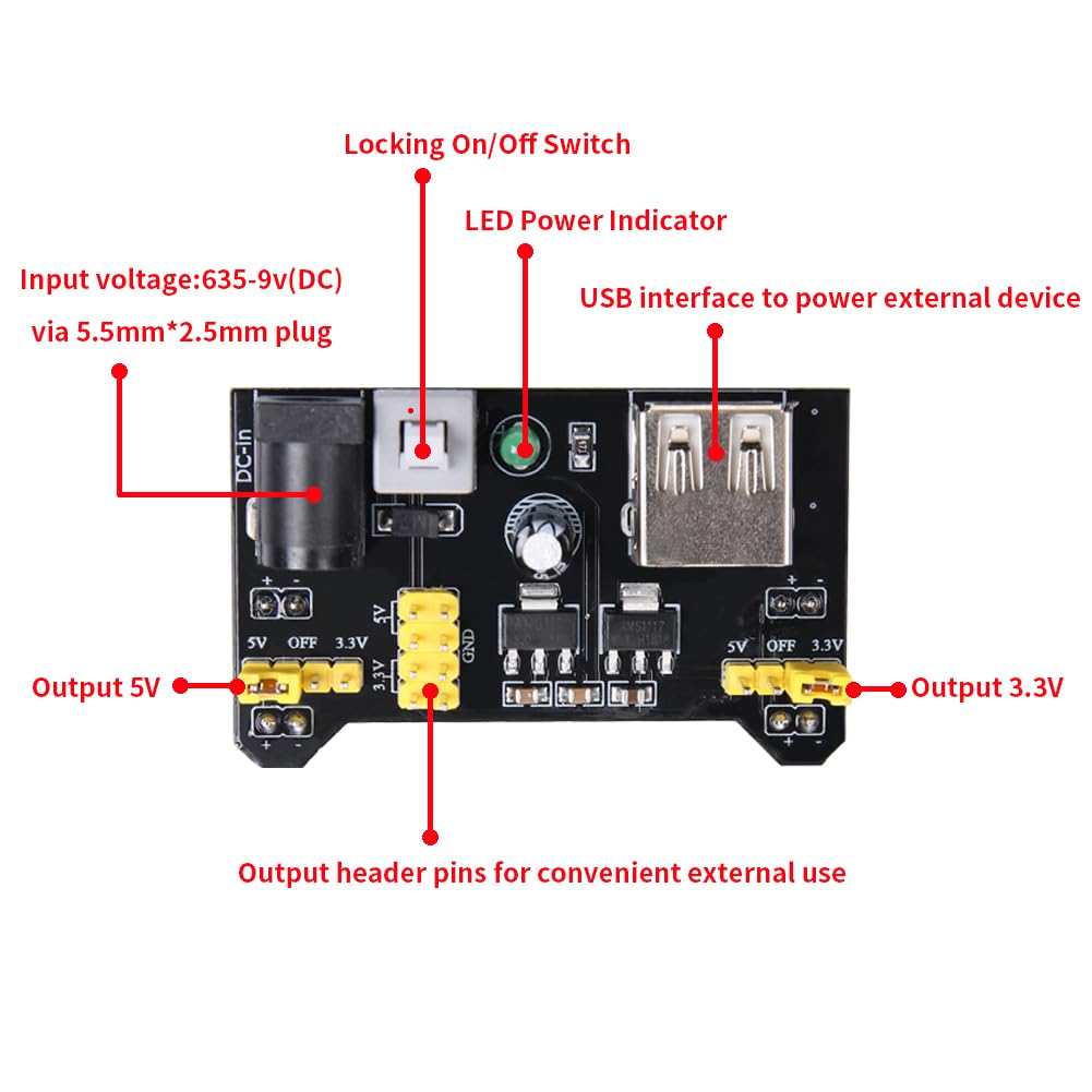 REXQualis Electronics Basic Kit w/Power Supply Module, Breadboard, Jumper Wire, LED,Resistor, comes with more than 300pcs sensors and components for fun and simple electronic projects.