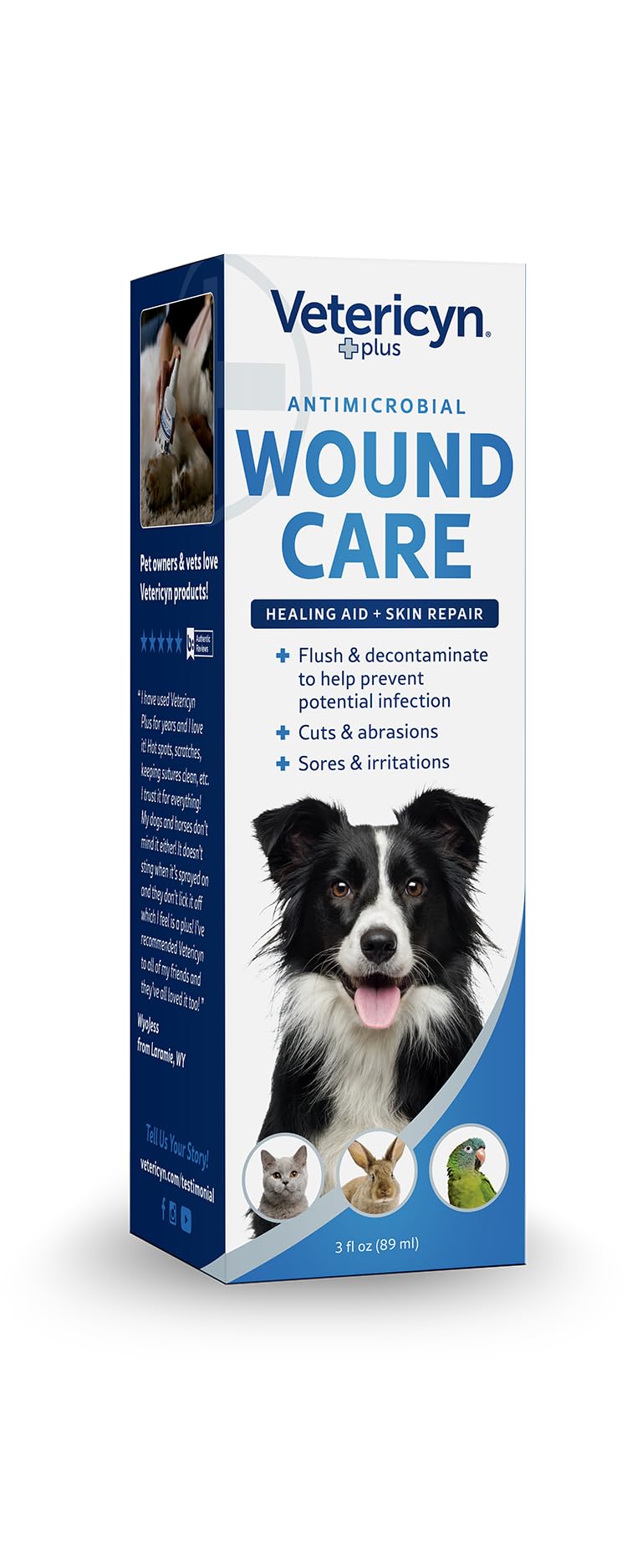 Vetericyn Plus Dog Wound Care Spray | Healing Aid and Skin Repair, Clean Wounds, Relieve Dog Skin Allergies, Safe for All Animals. 3 ounces