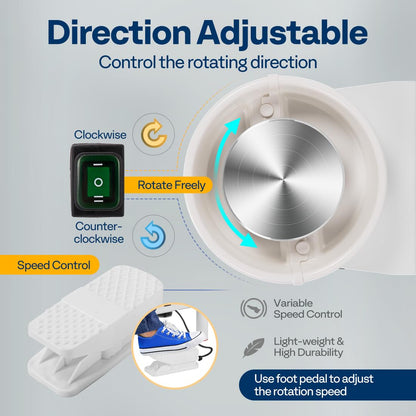 VIVOHOME 25CM Pottery Wheel Forming Machine 350W Electric DIY Clay Tool with Foot Pedal and Detachable Basin for Ceramic Work Art Craft White