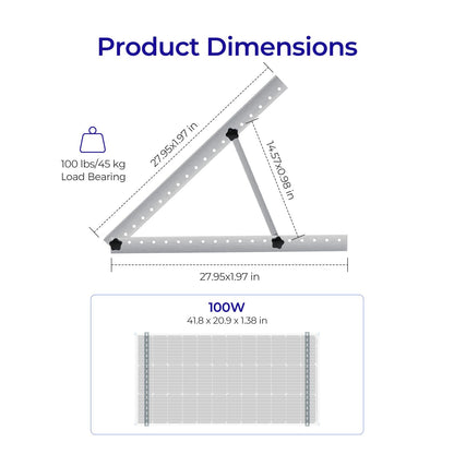 Renogy 28in Adjustable Solar Panel Mount Brackets, with Foldable Tilt Legs on Any Flat Surface for RV, Roof, Boat, Any Off-Grid Systems