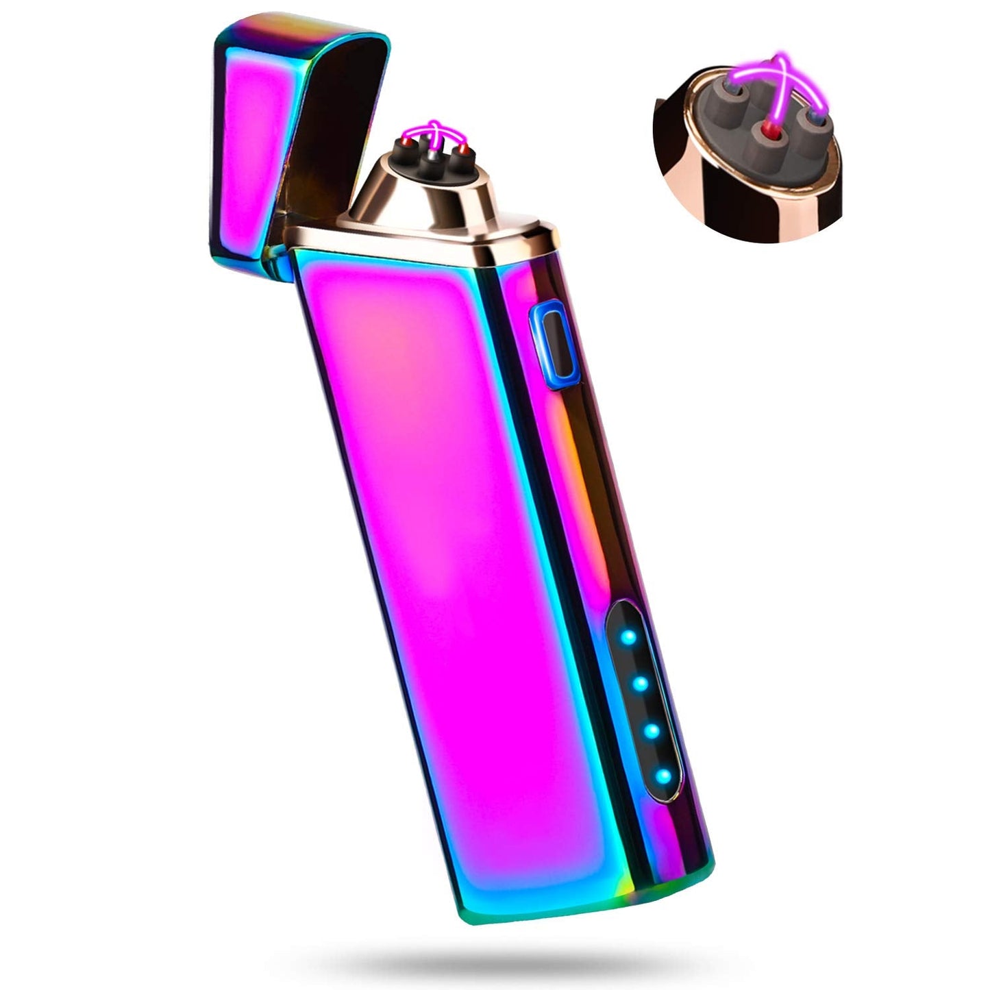 Electric Arc Windproof Plasma Lighter - USB Rechargeable, Upgraded Battery Indicator - Multichrome