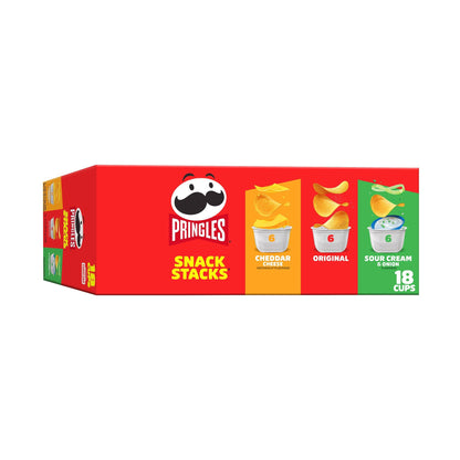 Pringles Potato Crisps Chips, Lunch Snacks, Office and Kids Snacks, Snack Packs, Variety Pack, 12.9oz Box (18 Cups)