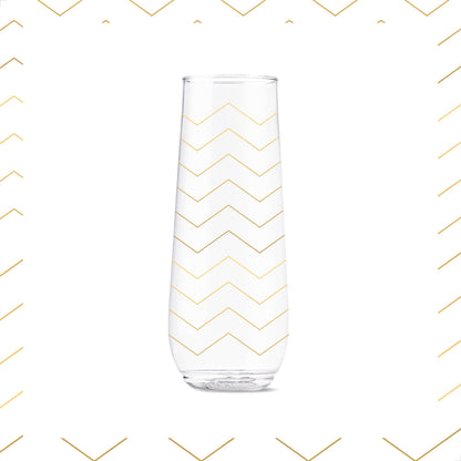 TOSSWARE POP 9oz Flute Festive Cheers Series, SET OF 6, Premium Quality, Recyclable, Unbreakable & Crystal Clear Plastic Printed Champagne Glasses