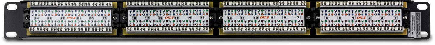 TRENDnet 24-Port Cat6 Unshielded Patch Panel, Wallmount or Rackmount, Compatible with Cat3,4,5,5e,6 Cabling, for Ethernet, Fast Ethernet, Gigabit Applications, Black, TC-P24C6 (Pack of 1)