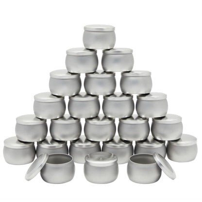 Bright Creations Candle Tins - 4 oz, 3 x 2 in, Silver, 24 Pack - Tin Cans with Lids & Tiny Containers for Wax Projects - DIY Candle Making Supplies