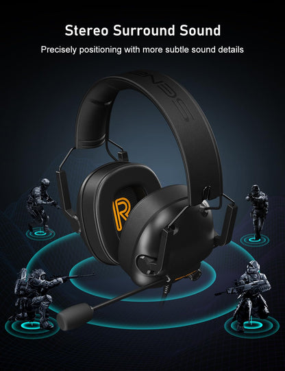 SENZER SG500 Surround Sound Pro Gaming Headset with Noise Cancelling Microphone - Soft Memory Foam Padding - Portable Foldable Headphones for PC, PS4, PS5, Xbox One, Switch - Black
