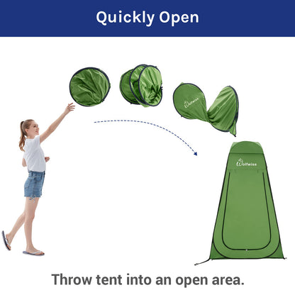 WolfWise Pop Up Privacy Shower Tent Portable Outdoor Sun Shelter Camp Toilet Changing Dressing Room Medium, Green