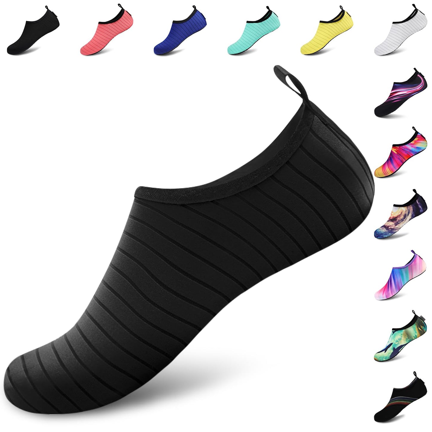 VIFUUR Water Sports Shoes Barefoot Quick-Dry Aqua Yoga Socks Slip-on for Men Women A Black 34-35