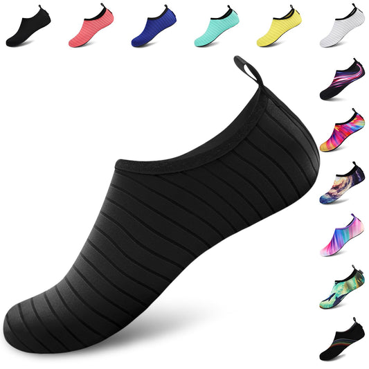 VIFUUR Water Sports Shoes Barefoot Quick-Dry Aqua Yoga Socks Slip-on for Men Women A Black 34-35