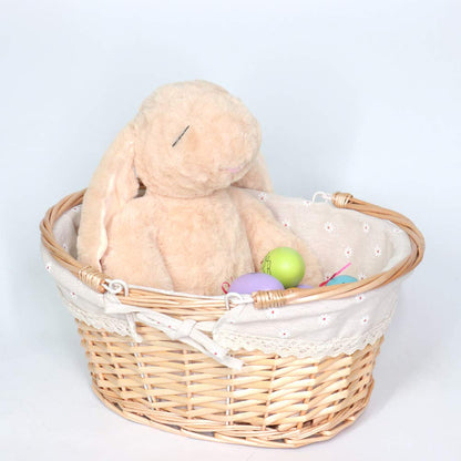 Wicker Basket Gift Baskets Empty Oval Willow Woven Picnic Basket Easter Candy Basket Storage Basket Wine Basket with Handle Egg Gathering Wedding Basket (Natural)