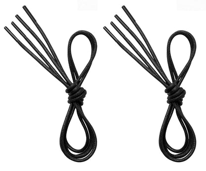 VSUDO Waxed Round 32" Black Dress Shoe Laces for Men, 1/8" Thin Formal Business Oxford Shoe Strings, Dress Shoelaces for Men (2 Pairs-Black-080CM)
