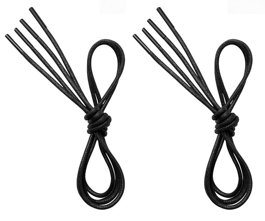 VSUDO Waxed Round 32" Black Dress Shoe Laces for Men, 1/8" Thin Formal Business Oxford Shoe Strings, Dress Shoelaces for Men (2 Pairs-Black-080CM)