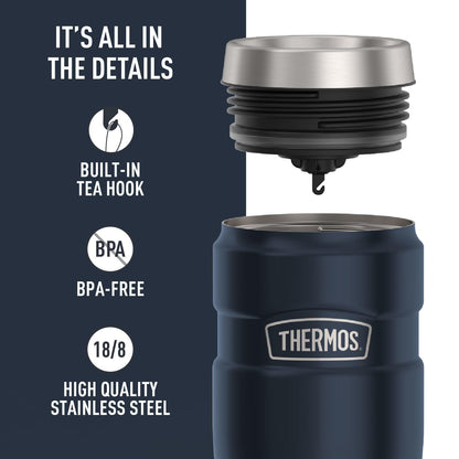 THERMOS Stainless King Vacuum-Insulated Travel Tumbler, 16 Ounce, Midnight Blue