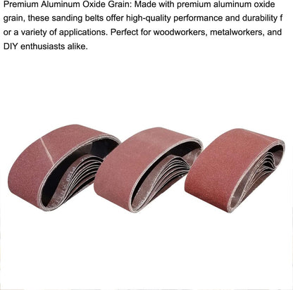 Tonmp 15 PCS 3" x 21" Premium Sander Belts - 5 Each of 40 80 120 Grit Aluminum Oxide Sanding Belts For Belt sander (3x21 inch)