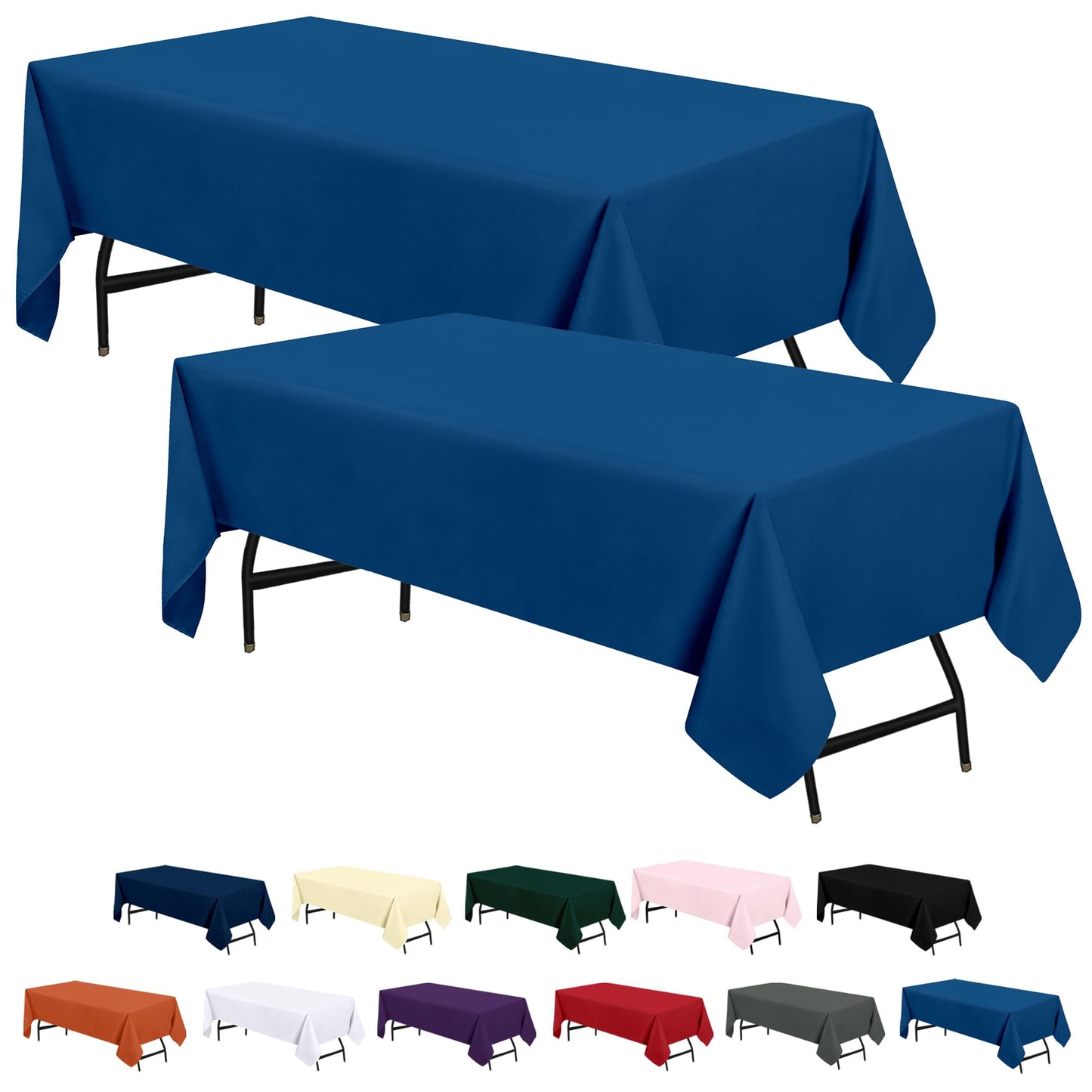 Utopia Kitchen 2 Pack 6 Foot Rectangle Table Cloth [60x102 Inches, Royal Blue] Stain and Wrinkle Resistant Tablecloth Washable Polyester Cover for Dining, Buffet Parties, Picnic and Weddings
