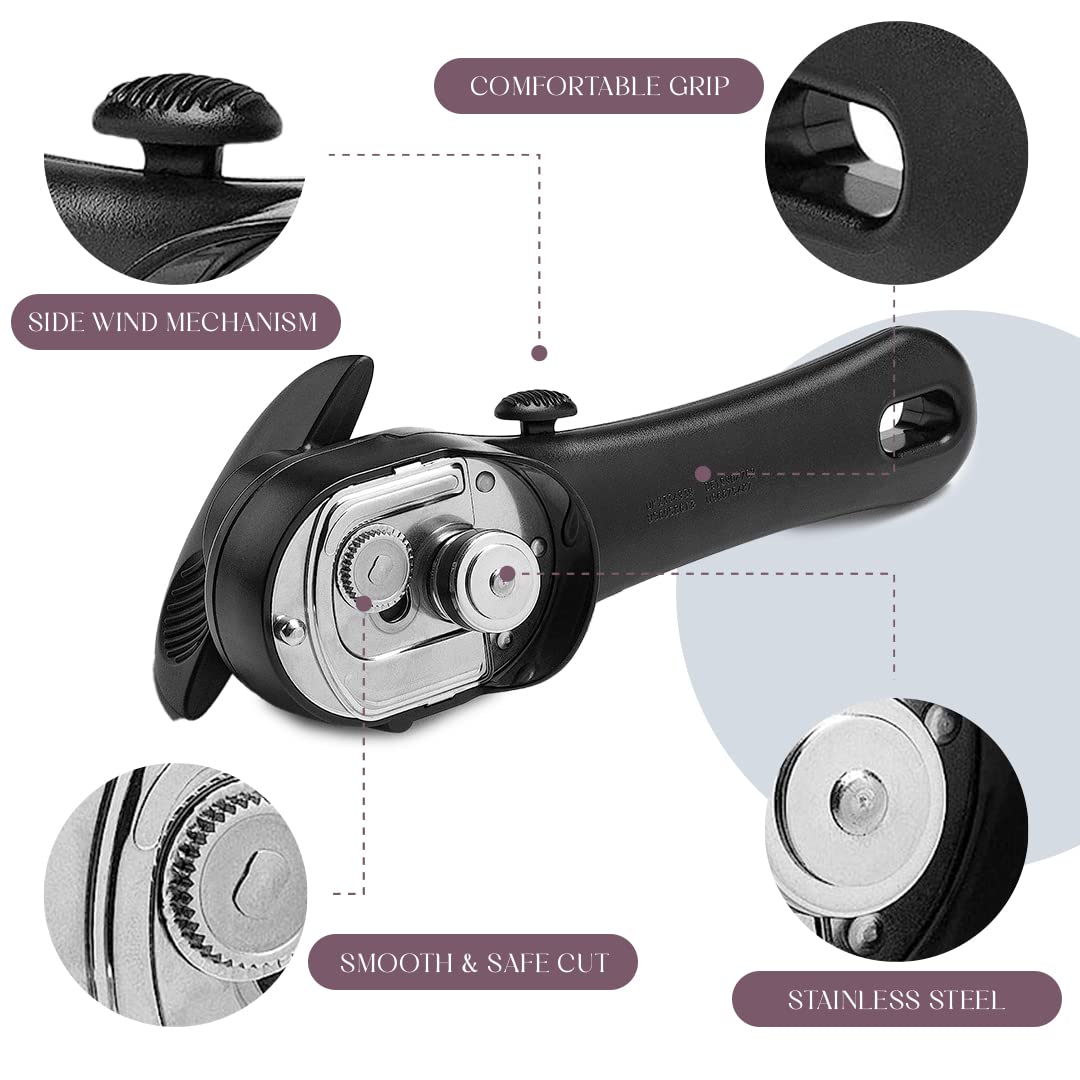 Bellemain Stainless Steel Can Opener – Manual Can Opener For seniors - Ergonomic Smooth edge Can Opener Hand Held Heavy Duty – Easy to use can opener safe cut