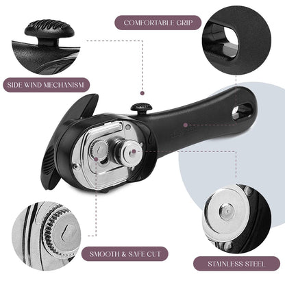 Bellemain Stainless Steel Can Opener – Manual Can Opener For seniors - Ergonomic Smooth edge Can Opener Hand Held Heavy Duty – Easy to use can opener safe cut