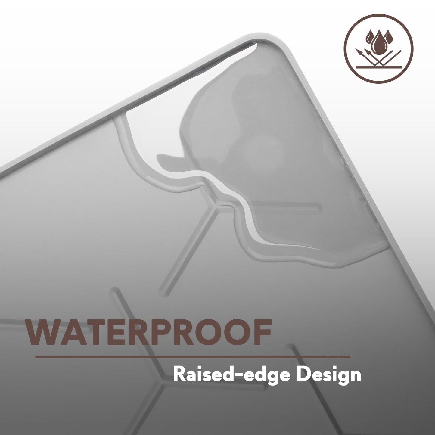 Garoopion Cat Mat for Litter Box, Large 34" X 22" Cat Litter Mat, Waterproof Silicone Pad for Floor, Gray