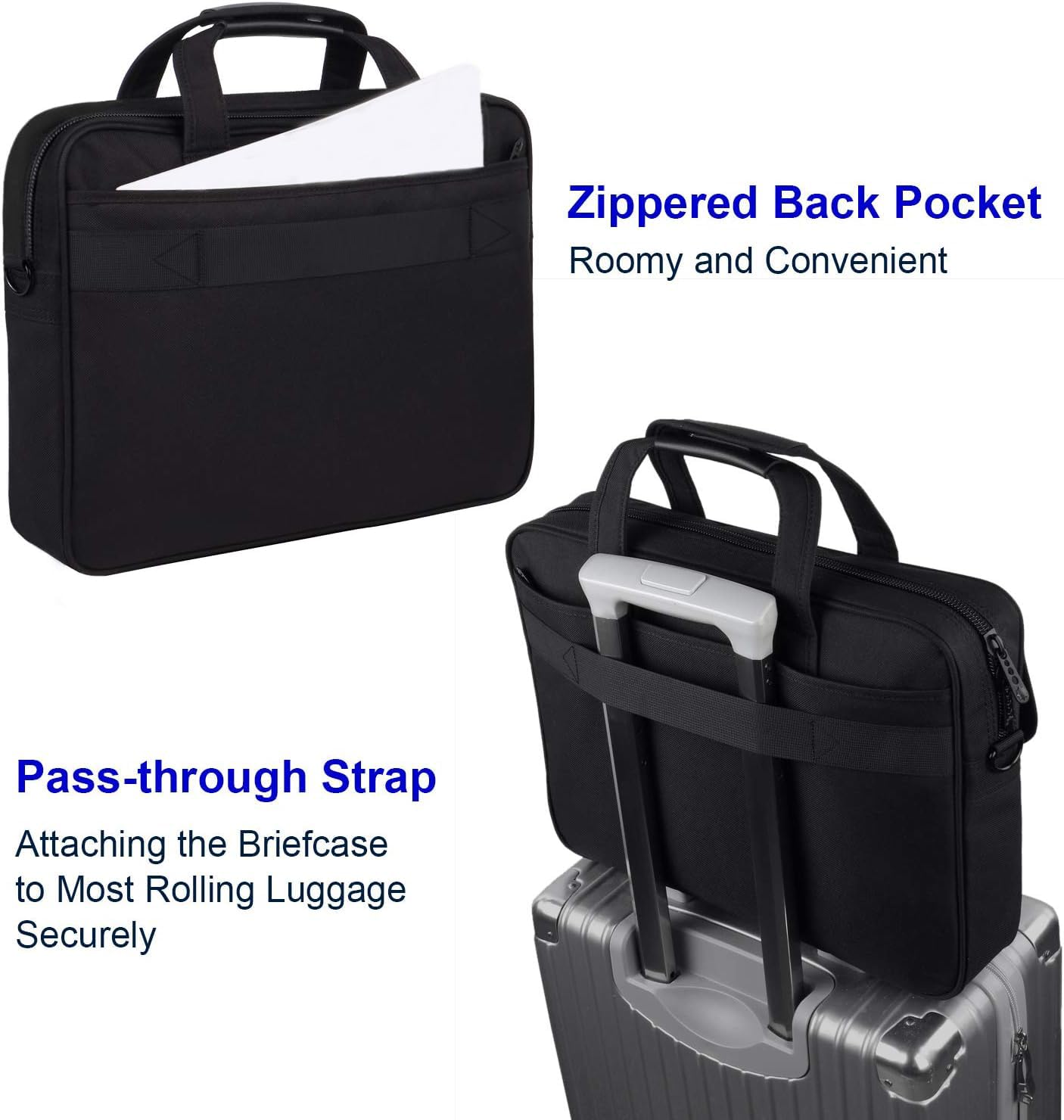 Taygeer Laptop Bag 15.6 Inch, Business Briefcase Gifts for Men Women, Water Resistant Messenger Shoulder Bag with Strap, Premium Office Bag, Carry On Laptop Case for Notebook/Computer/Laptop, Black