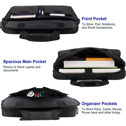 Taygeer Laptop Bag 15.6 Inch, Business Briefcase Gifts for Men Women, Water Resistant Messenger Shoulder Bag with Strap, Premium Office Bag, Carry On Laptop Case for Notebook/Computer/Laptop, Black