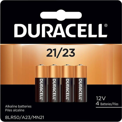 Duracell 21/23 12V Alkaline Battery, 4 Count Pack, 21/23 12 Volt Alkaline Battery, Long-Lasting for Key Fobs, Car Alarms, GPS Trackers, and More