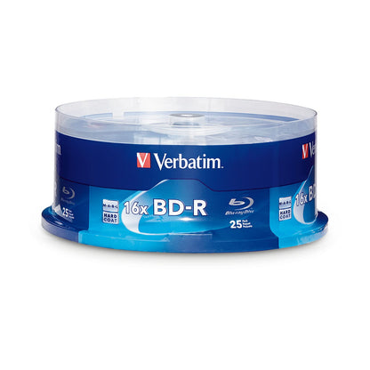 Verbatim BD-R 25GB 16X Blu-ray Recordable Media Disc - Spindle - 97457, Branded, 25 Pack