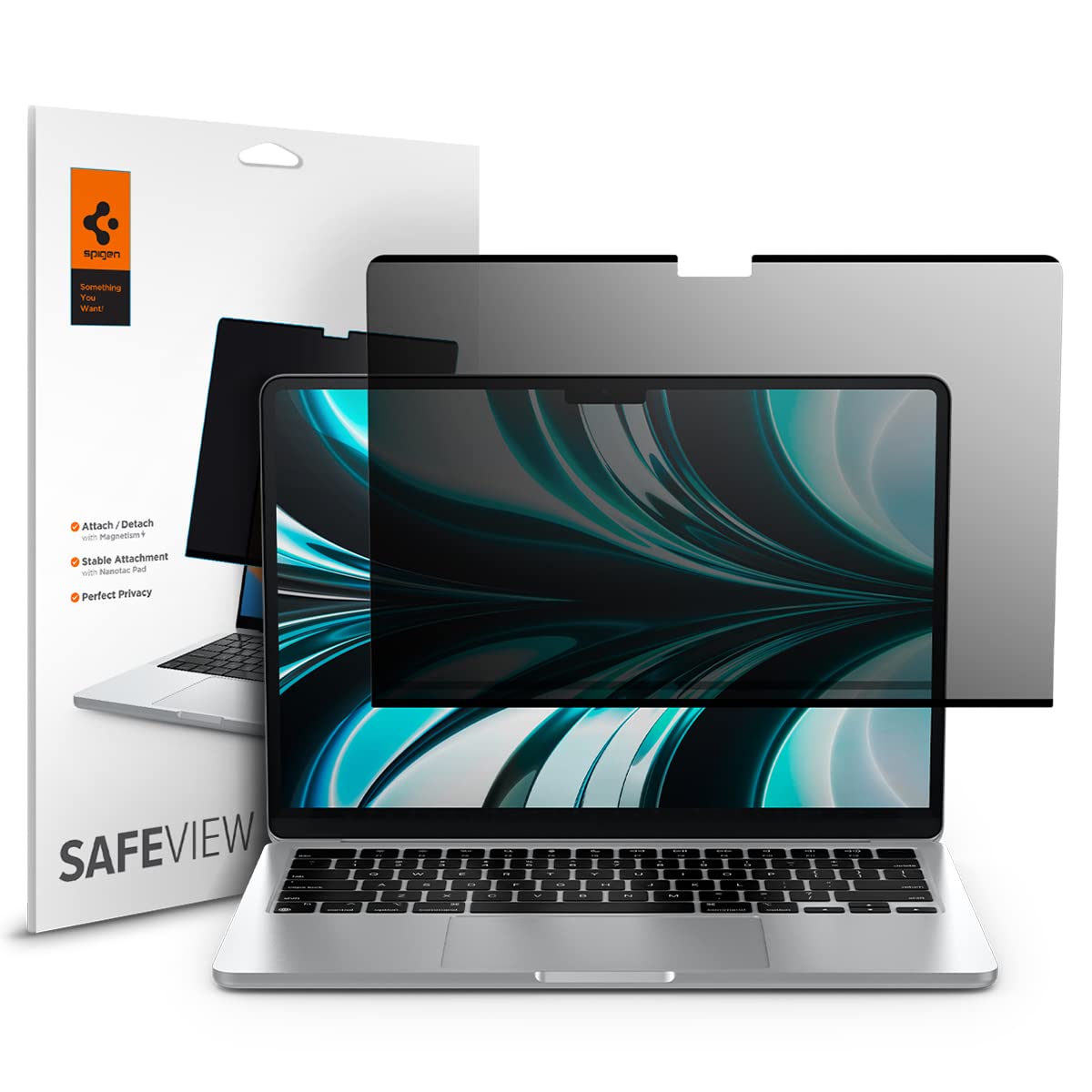 Spigen Privacy Filter Screen Protector [SafeView] designed for Macbook Air 13 inch M4 / M3 / M2 (2025/2024 / 2023) - 1 Pack