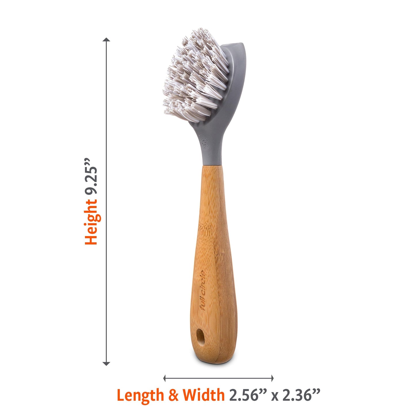 Full Circle Home Cast Iron Scrub Brush for Cookware, Dishes, Pots, Sinks - Sustainably Sourced with Bamboo Handle