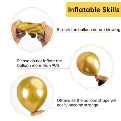 RUBFAC 129pcs Metallic Gold Balloons Different Sizes 18 12 10 5 Inch, Latex Balloon Garland Arch Kit for Party Graduation Wedding Holiday Happy Birthday Decoration