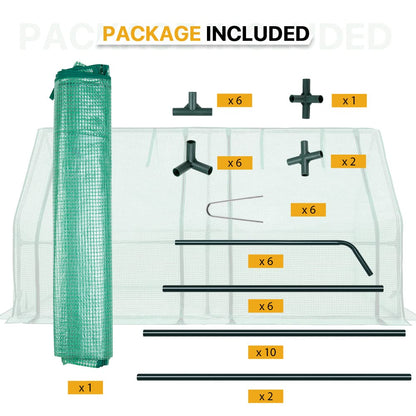 EAGLE PEAK Tunnel Greenhouse Garden Green House with Roll-Up Zipper Doors, Portable, 71"x36"x36", Clear/Green PE Cover